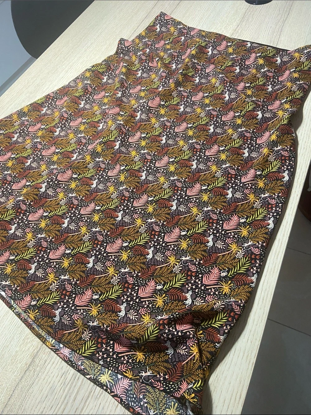 LOFT Floral Botanical Print Bedding in Brown, Pink and Yellow Midi Skirt